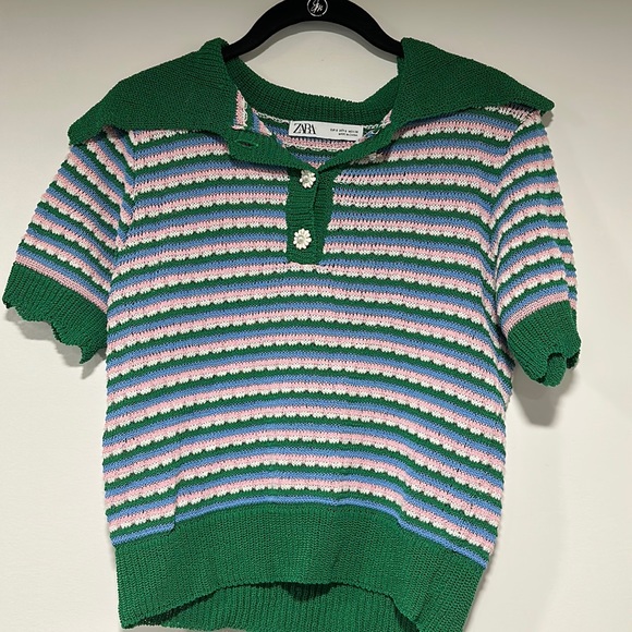 Zara Sweaters Zara Flower Button Polo Sweater Poshmark